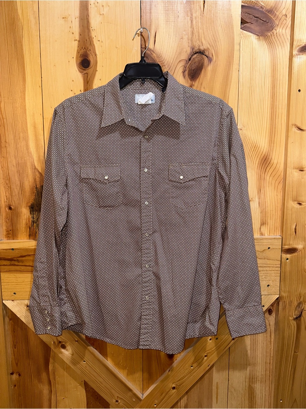 Wrangler Micro-Pattern Long-Sleeve Button-Down Shirt
